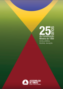 Capa do livro, 4 triângulos formando um quadrado, um quadrado com duas linhas na transversal formando 4 triângulos, o de cima tem de formato ao fundo a bandeira do brasil, o de baixo é vermelho e e as laterais um gradiente verde